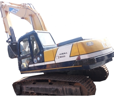 良い状態で 1.2m3 バケツ容量を持つ Kobelco SK200 中古 クローラー 掘削機